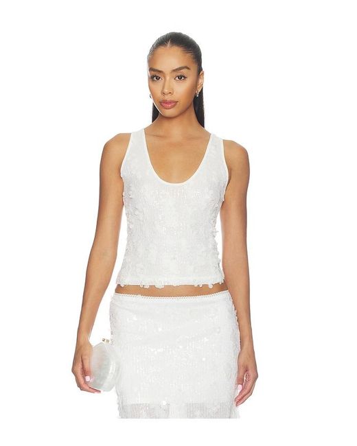 With Harper Lu White Mesh Tank Top
