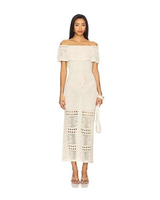 Line & Dot White Wilda Crochet Sweater Dress