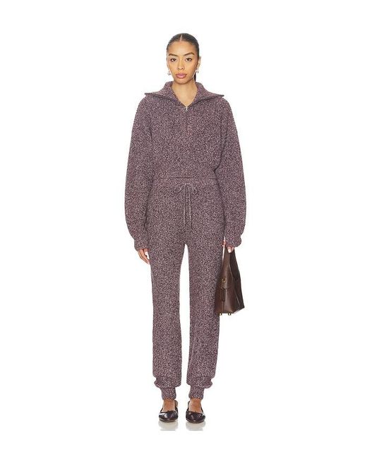 WellBeing + BeingWell Purple Dale Half Zip Sweater