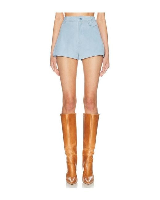 Helsa Blue The Suede Micro Shorts