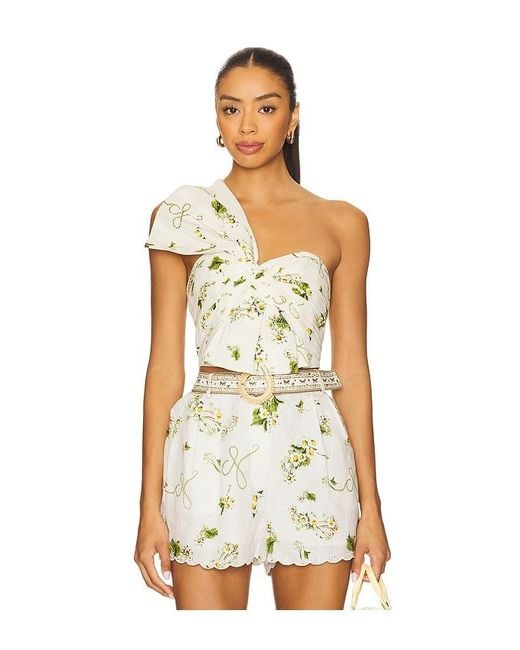 Camilla White Asymmetric Bow Top