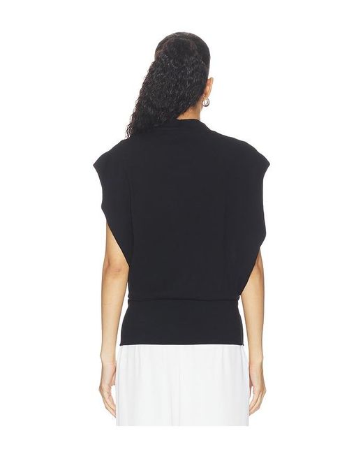 Jonathan Simkhai Black Juli Draped Cape Top
