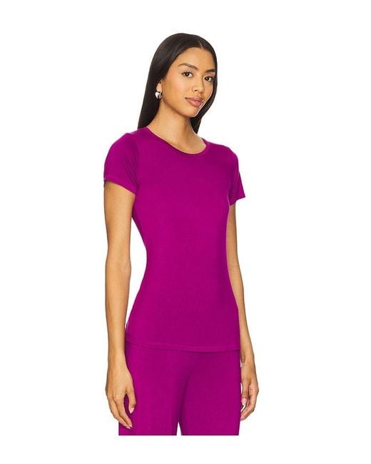 Michael Lauren Purple Tucker Short Sleeve Fitted Tee