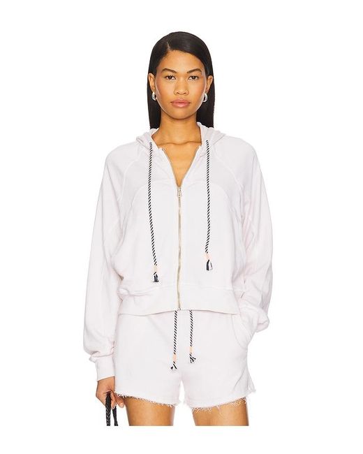 Sundry White Horizon Zip Hoodie