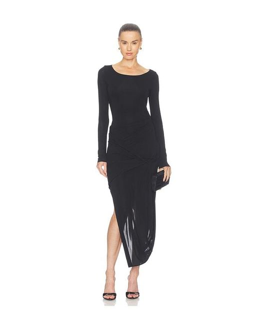 Helmut Lang Black Drape Long Sleeve Dress