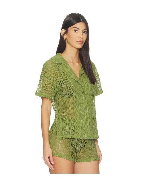 ALL THE WAYS Green Rosie Button Up Top