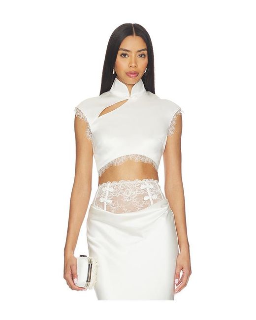 SAU LEE White Lila Satin Top