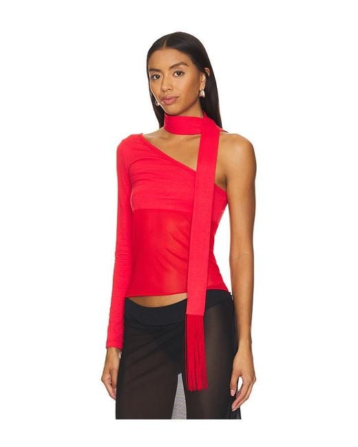 Nii HAI Red Asymmetric Neck Tie Top
