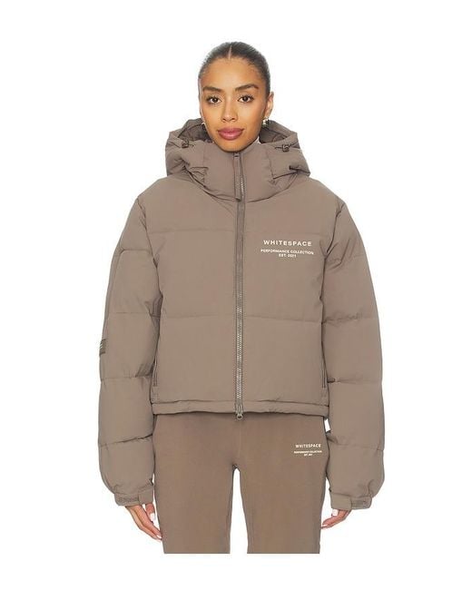 White/space Brown Cropped Puffer Jacket