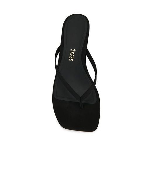 TKEES Black Julia Square Toe Suede Flip Flop