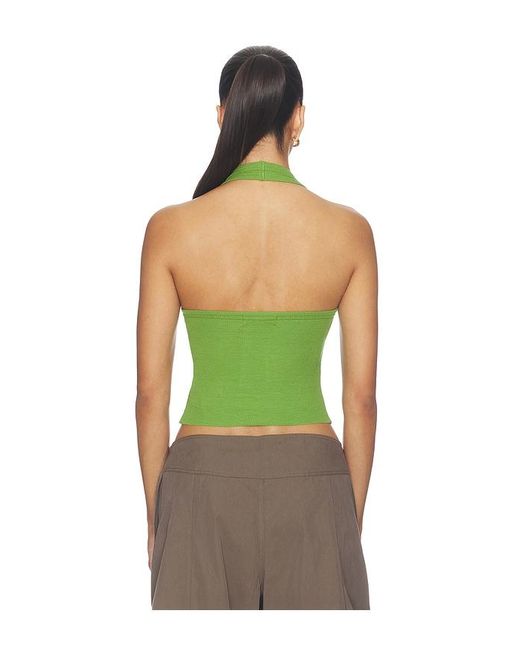 ÉTERNE Green Cropped Halter Top