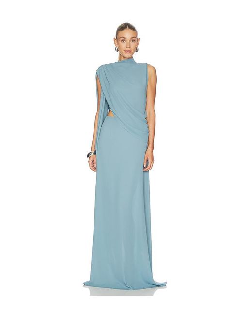 LAPOINTE Blue Oberteil Draped Scarf
