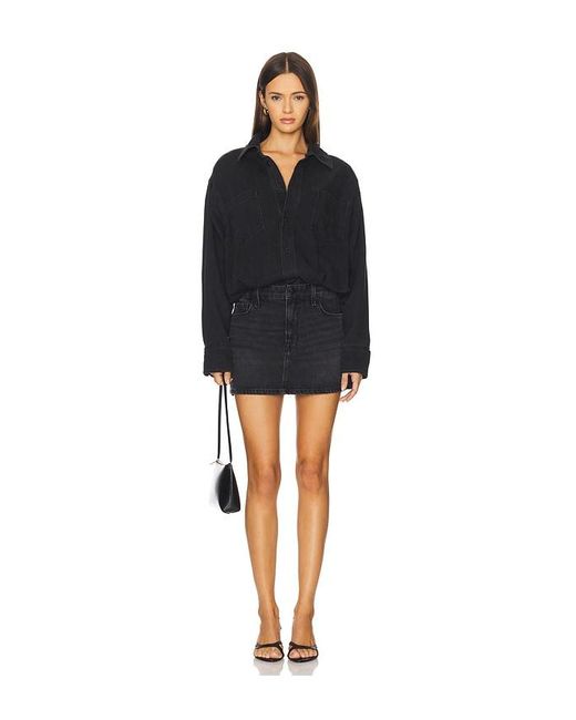 GOOD AMERICAN Black Denim Shirt Dress