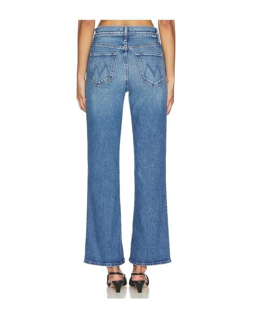 Mother Blue Lil Petite High Waisted Bookie Sneak Jeans