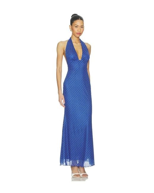 MORE TO COME Blue Charly Halter Maxi Dress