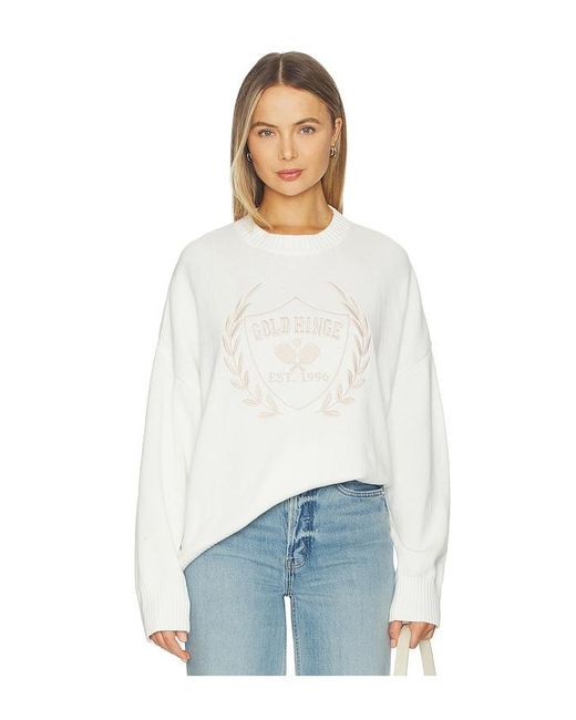 Gold Hinge White Oversized Crest Sweater