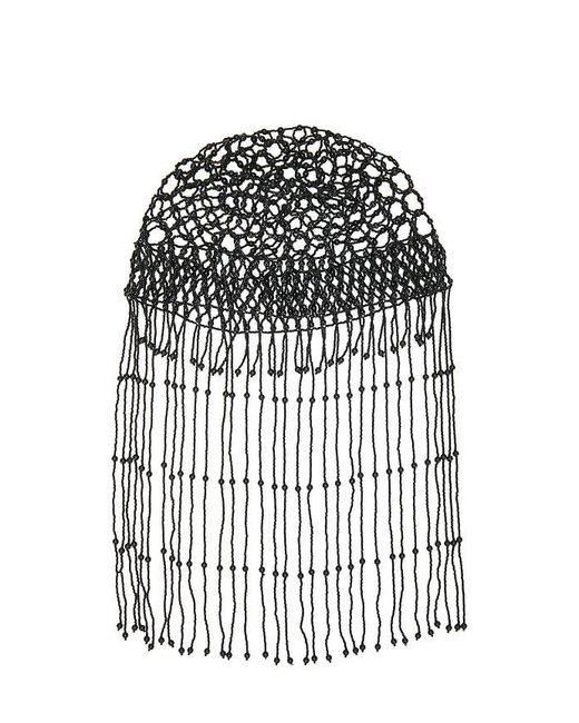 Lovers + Friends Black Liza Beaded Hat