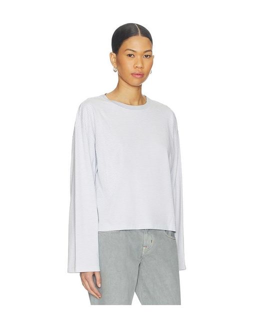 Rag & Bone White Kelly Stripe Boxy Long Sleeve Top