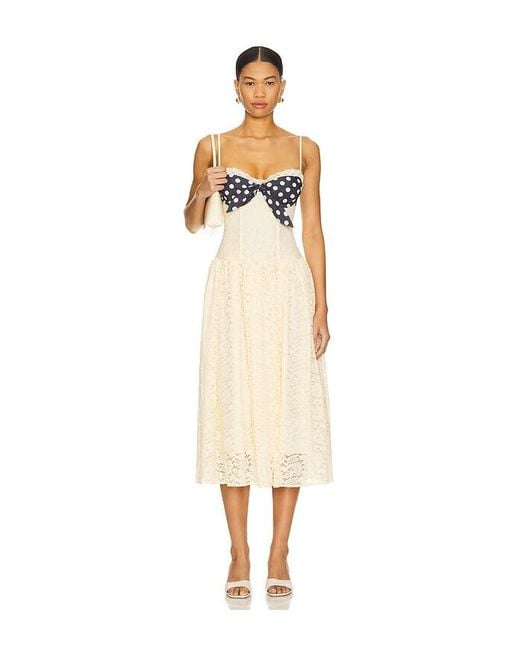 For Love & Lemons Lucy レースミディ丈ワンピース White
