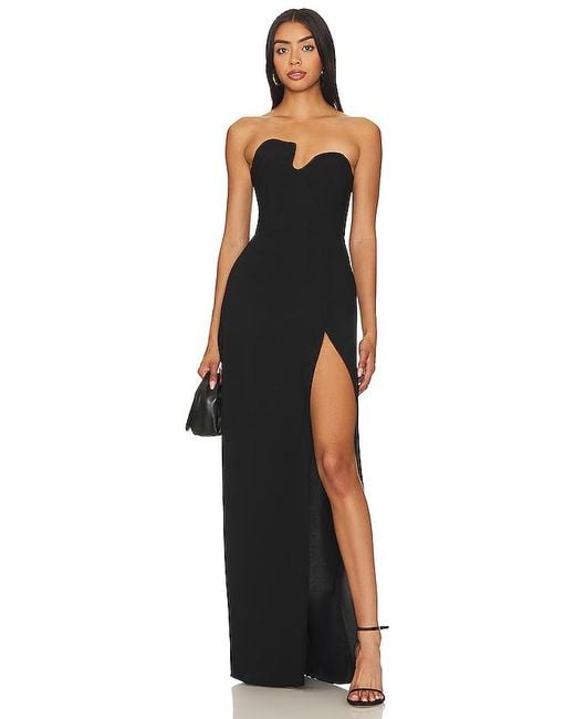 Amanda Uprichard Black X Revolve Strapless Puzzle Gown