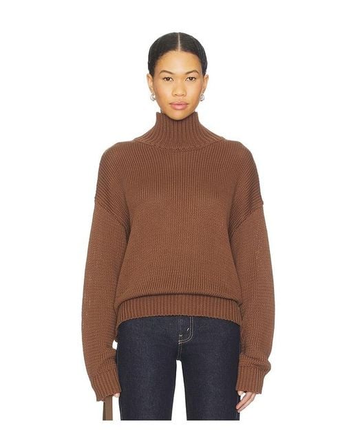 SNDY'S Brown Elm High Neck Knit Jumper