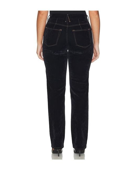 GOOD AMERICAN Black Good Icon Straight Velvet Denim Jeans