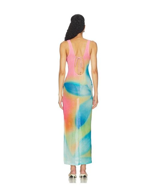 Kulani Kinis Blue Plunge Mesh Maxi Dress
