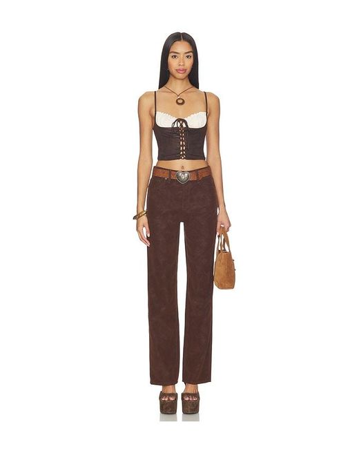 GOOD AMERICAN Brown Better Than Suede Good True Straight Pants