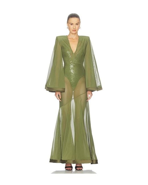 Zhivago Green Illusion Survives Love 2 Pc Mesh Gown