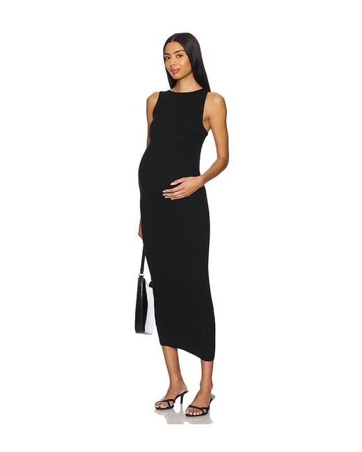 BUMPSUIT Black Soft Rib Boat Neck Midi Dress