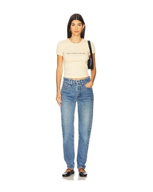aligrace Blue Vintage High Rise Slim Straight Jean