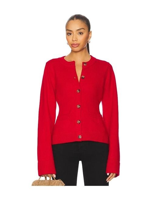 GOOD AMERICAN Red Button Front Knit Cardigan