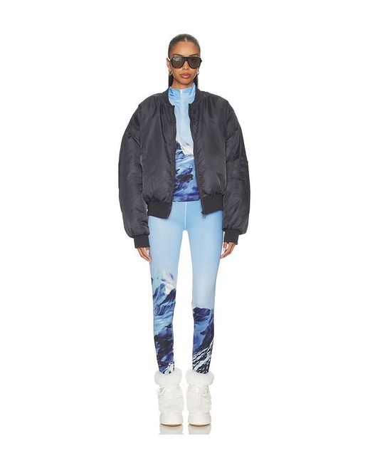 Perfect Moment Blue Printed Base Layer Leggings