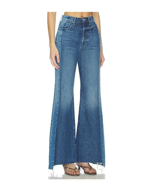 Mother Blue The Tux Sidestepper Sneak Fray Jeans