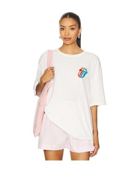 Junk Food White Hot Lips Checkers Oversized Tee