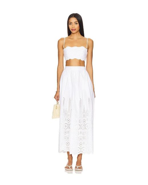 Susana Monaco White Embroidered Poplin Micro String Top