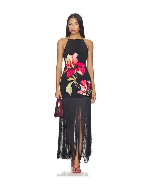 Rococo Sand Red Ruched Bias Fringed Mini Dress