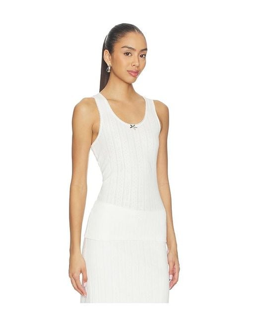 Lacoste White Pointelle Tank