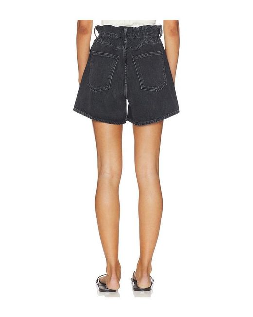 Agolde Black Lyonne Cinched Waist Shorts