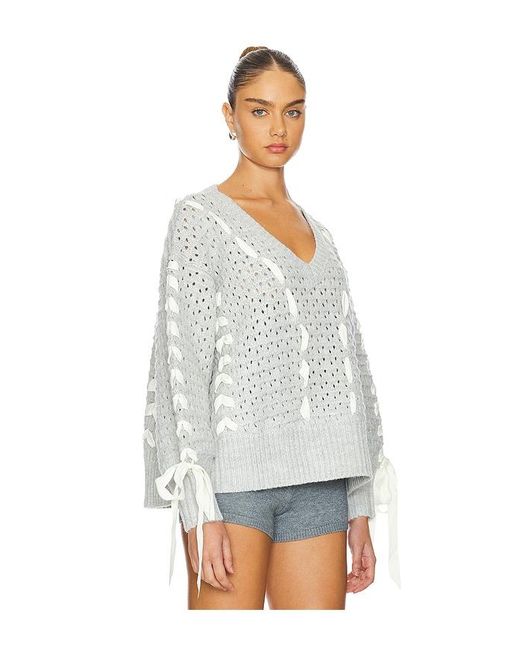 For Love & Lemons White Liberty V Neck Sweater