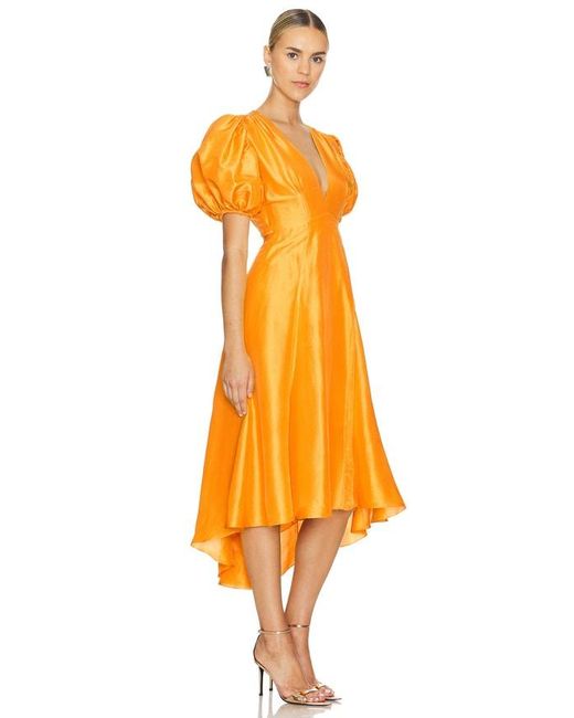 Azeeza Orange Florence Midi Dress