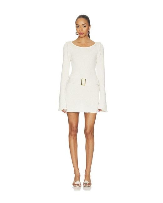 Asta Resort White Maya Long Sleeve Mini Belted Dress