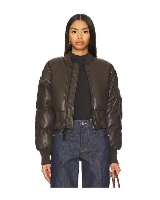 Alpha Industries Black Kurze Steppjacke Aus Lederimitat Sierra