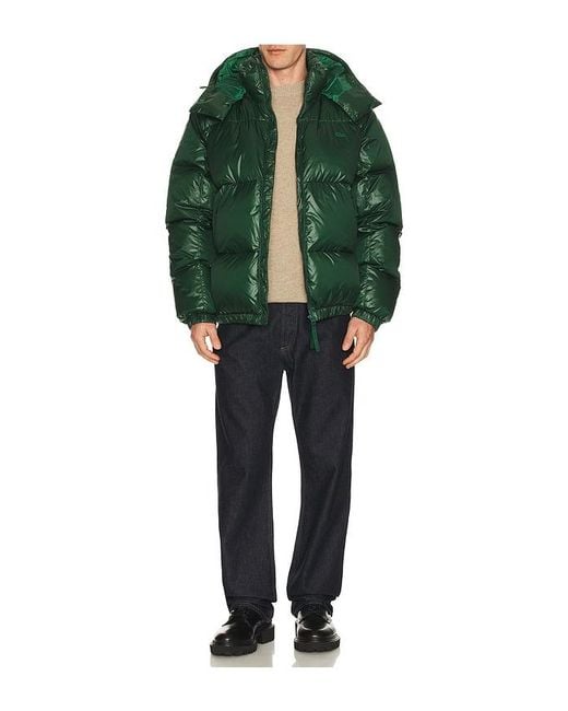 Lacoste Green Nylon Shiney Puffer Jacket for men