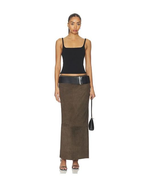St. Agni Brown Suede Column Skirt