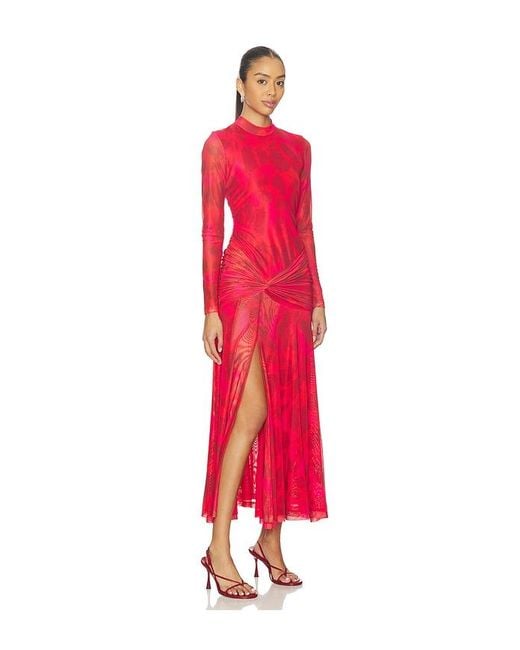 Bardot Red Lea Floral Mesh Dress