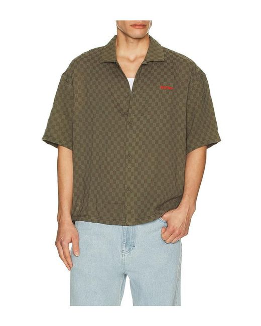 Rhythm Green Wash Check Relaxed Shirt for men