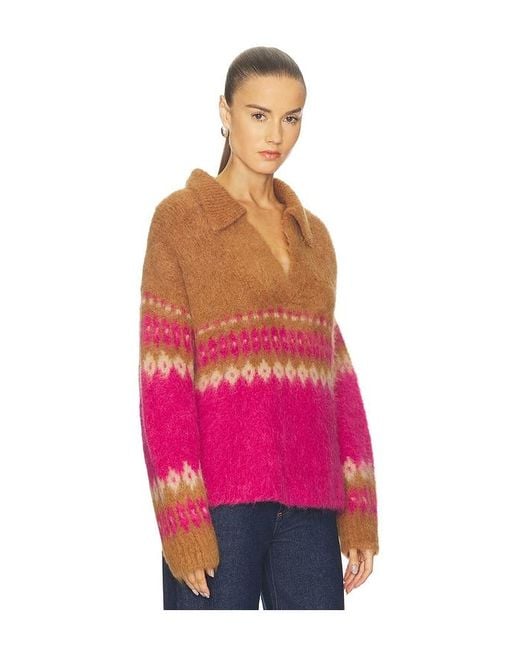 NAADAM Red Italian Luxe Brushed Fair Isle Polo