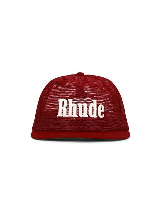 Rhude Red Logo Mesh Hat for men