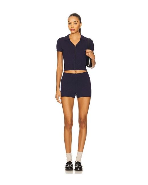 GUIZIO Blue Calesia Zip Up Top